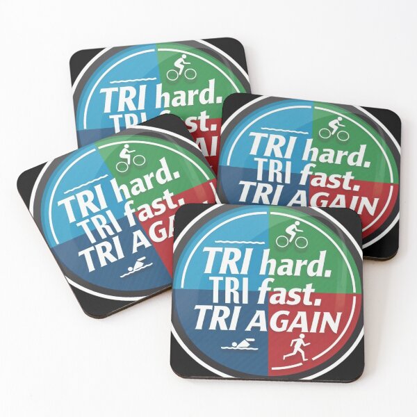 Item preview, TRI Hard, TRI Fast, TRI Again - Motivational Triathlon Design designed and sold by Triathlongram.