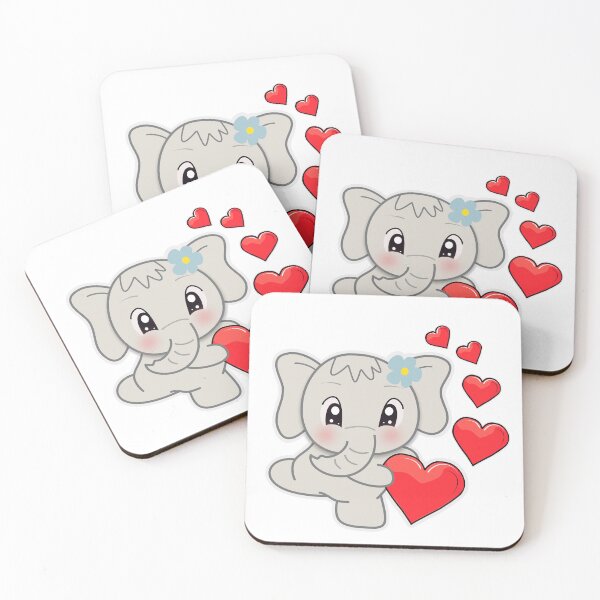 Item preview, Kiana Cute & Adorable Baby Elephant with lots of Heart Love Emoji designed and sold by NAMITRA.