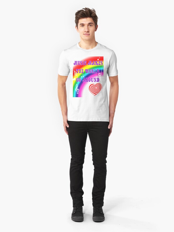 Alternate view of Music Makes the World Go Round Slim Fit T-Shirt