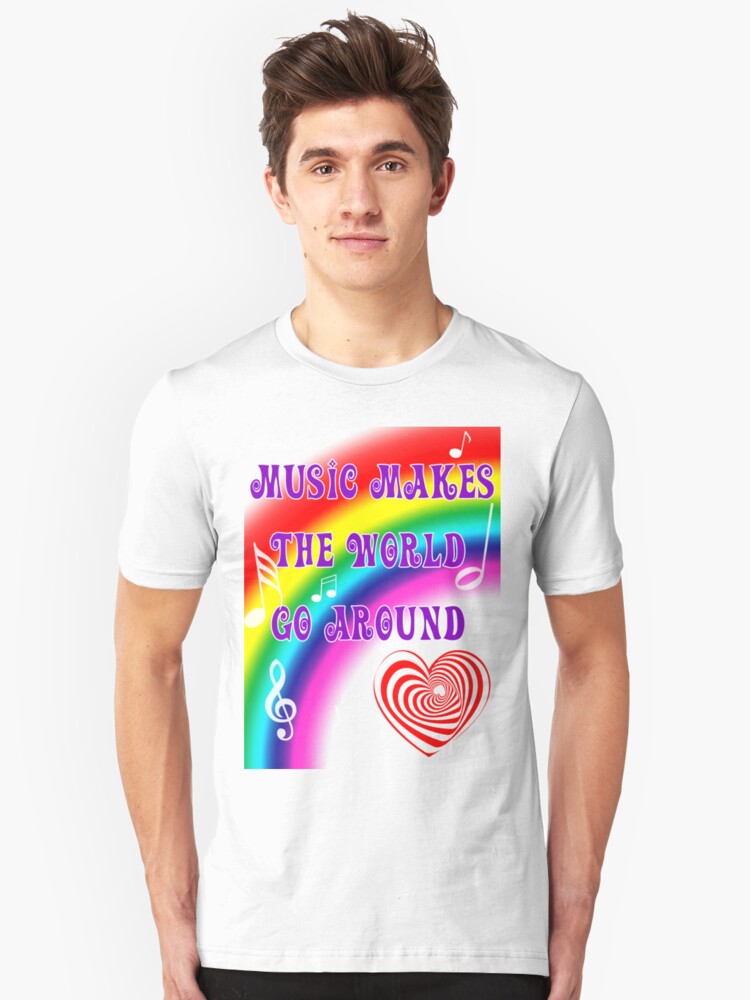 Alternate view of Music Makes the World Go Round Slim Fit T-Shirt