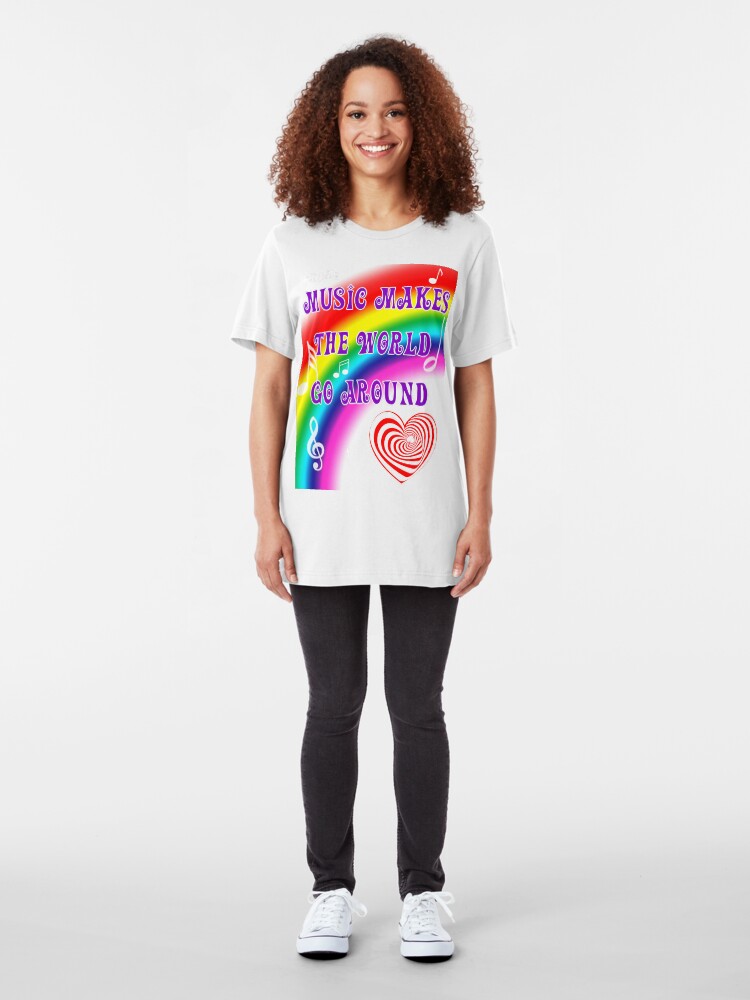 Alternate view of Music Makes the World Go Round Slim Fit T-Shirt