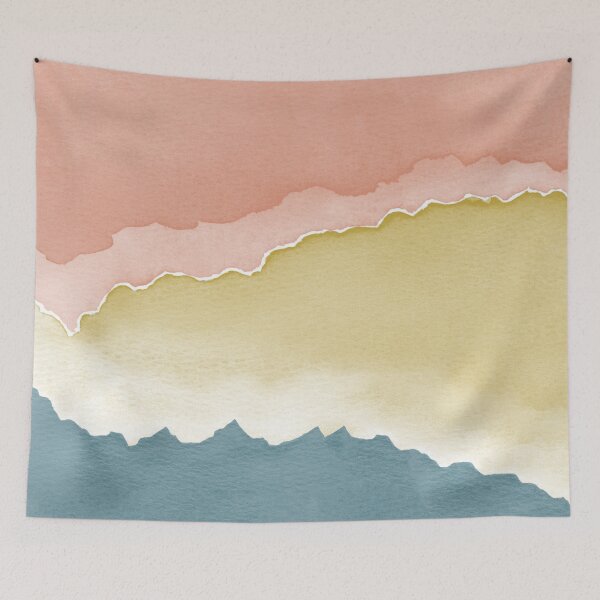 Item preview, Desert Sunset Abstract Watercolor Painting - Peacock, Saffron, Coral designed and sold by Irene Estelle.