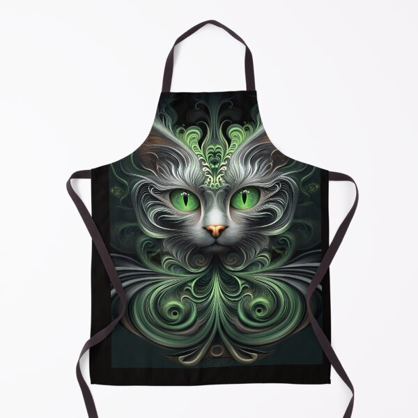 Item preview, Unleash the Enchantment: The Mystic Cat Awaits - artistic green and gray cat designed and sold by ljgift.