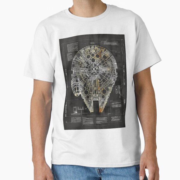 Item preview, Millennium Falcon Star Wars Starship Blueprint Fan Art designed and sold by SavinMercantile.