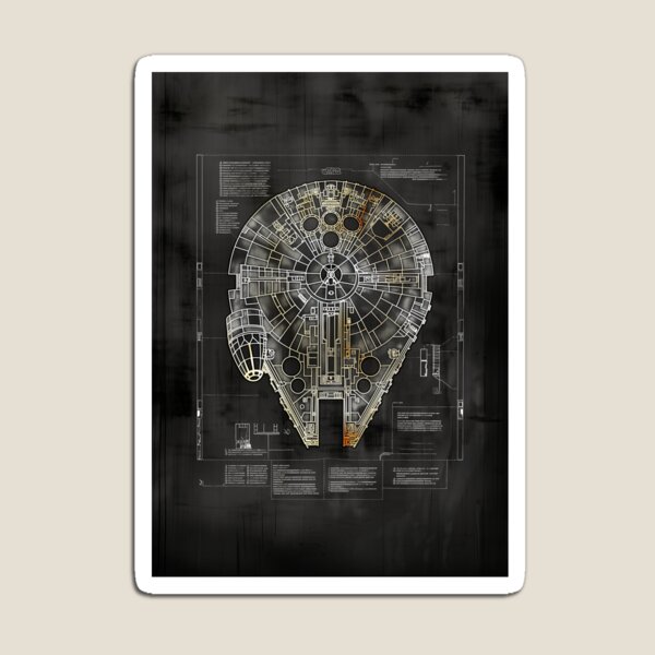 Item preview, Millennium Falcon Star Wars Starship Blueprint Fan Art designed and sold by SavinMercantile.