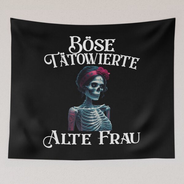 Item preview, Böse Tatowierte Alte Frau , Messy Bun Skull  designed and sold by Smix Pixels.