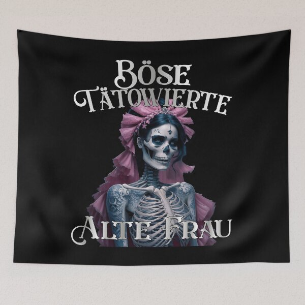 Item preview, Böse Tatowierte Alte Frau , Messy Bun Skull  designed and sold by Smix Pixels.