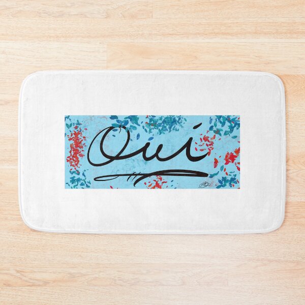 Item preview, Yes in French is Oui designed in the artist's distinctive cursive script with Blue background designed and sold by AECmedia.