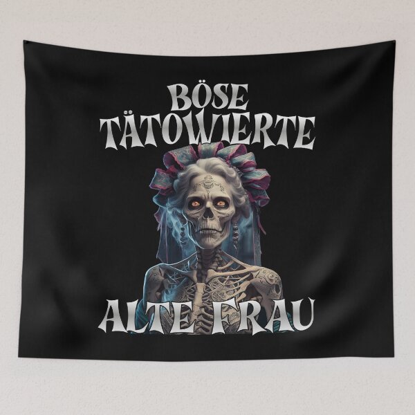 Item preview, Böse Tatowierte Alte Frau , Messy Bun Skull  designed and sold by Smix Pixels.