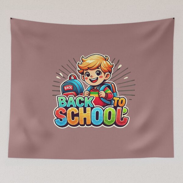 Item preview, Cheerful Child with School Backpack Back to School designed and sold by tarmiziwartani.