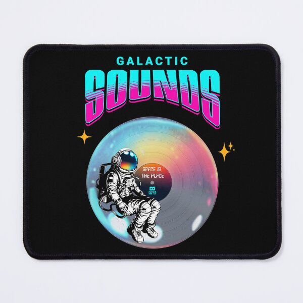 Item preview, Galactic Sounds - colourful astronaut fwearing headphones floating over a vinyl record designed and sold by geetarv.