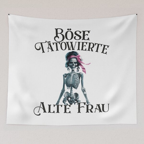 Item preview, Böse Tatowierte Alte Frau , Messy Bun Skull  designed and sold by Smix Pixels.