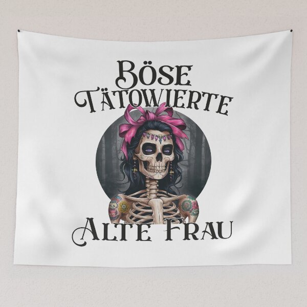 Item preview, Böse Tatowierte Alte Frau , Messy Bun Skull  designed and sold by Smix Pixels.