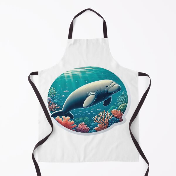 Item preview, Dugong Gliding Through Pristine Waters with Vibrant Coral – Exotic Marine Life Art designed and sold by KreaDesignOne.