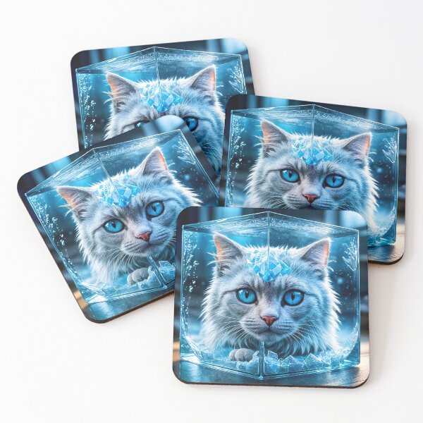 Item preview, Enigmatic White Cat Encased in Glass Cube designed and sold by koreatvtea.
