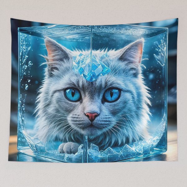 Item preview, Enigmatic White Cat Encased in Glass Cube designed and sold by koreatvtea.