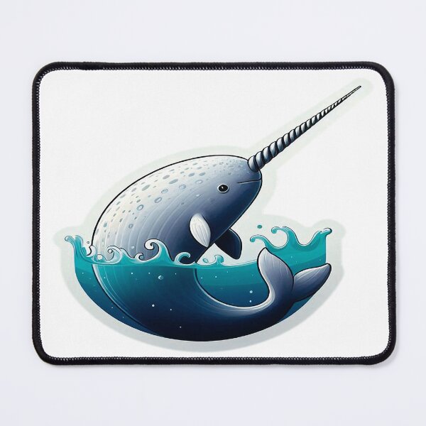 Item preview, Narwhal Surfacing from Waters with Spiraled Tusk – Unique Marine Creature Art designed and sold by KreaDesignOne.