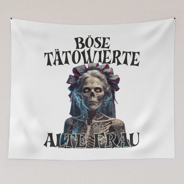 Item preview, Böse Tatowierte Alte Frau , Messy Bun Skull  designed and sold by Smix Pixels.