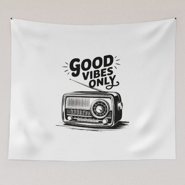 Item preview, Good Vibes Only Retro Radio T-Shirt , Vintage Orange & Cream Design designed and sold by masteryStore.