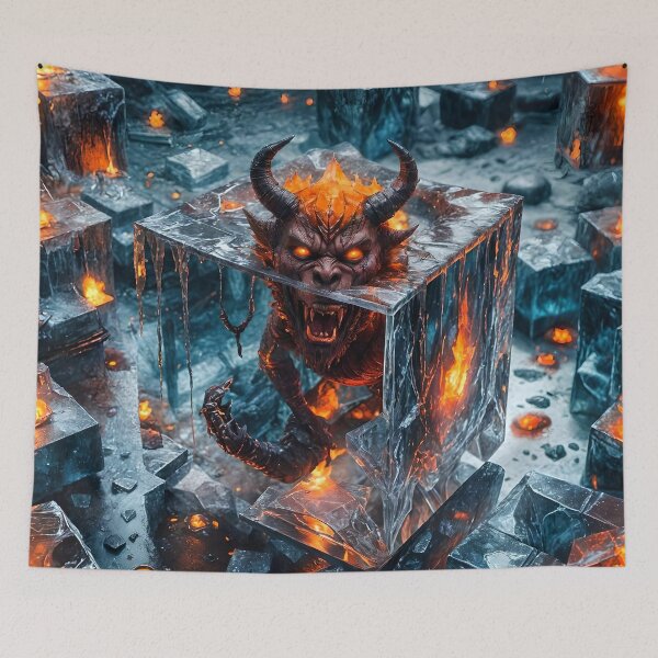 Item preview, Fiery Horned Creature Encased in Lava Glass designed and sold by koreatvtea.
