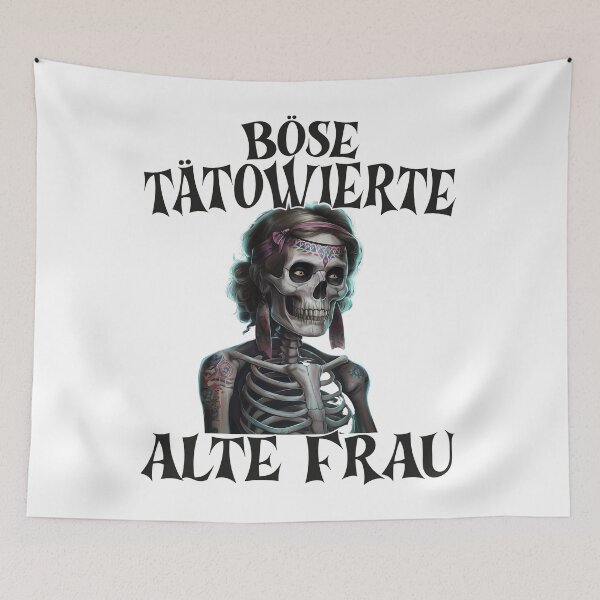 Item preview, Böse Tatowierte Alte Frau , Messy Bun Skull  designed and sold by Smix Pixels.