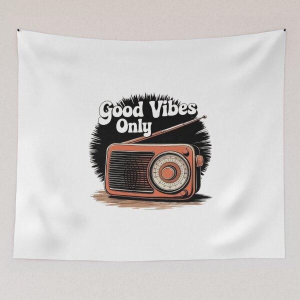 Item preview,  Good Vibes Only Retro Radio T-Shirt , Vintage Orange & Cream Design designed and sold by masteryStore.