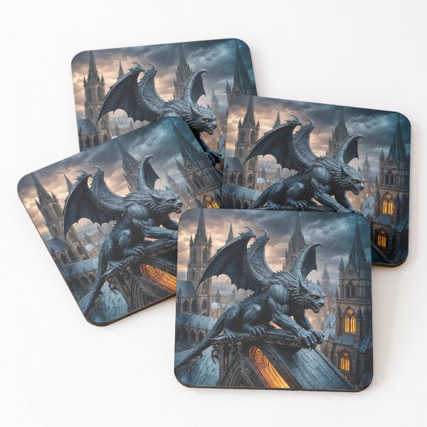 Item preview, Gargoyle Awakening on Rain-Soaked Cathedral Roof designed and sold by koreatvtea.