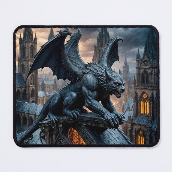 Item preview, Gargoyle Awakening on Rain-Soaked Cathedral Roof designed and sold by koreatvtea.
