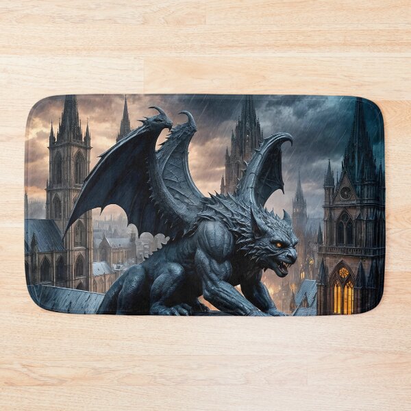 Item preview, Gargoyle Awakening on Rain-Soaked Cathedral Roof designed and sold by koreatvtea.
