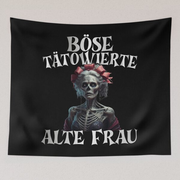 Item preview, Böse Tatowierte Alte Frau , Messy Bun Skull  designed and sold by Smix Pixels.