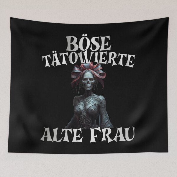 Item preview, Böse Tatowierte Alte Frau , Messy Bun Skull  designed and sold by Smix Pixels.
