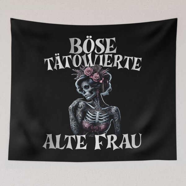 Item preview, Böse Tatowierte Alte Frau , Messy Bun Skull  designed and sold by Smix Pixels.
