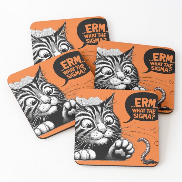 Item preview, Funny cat and worm "What The Sigma" sticker and more. designed and sold by CRandRRstickers.
