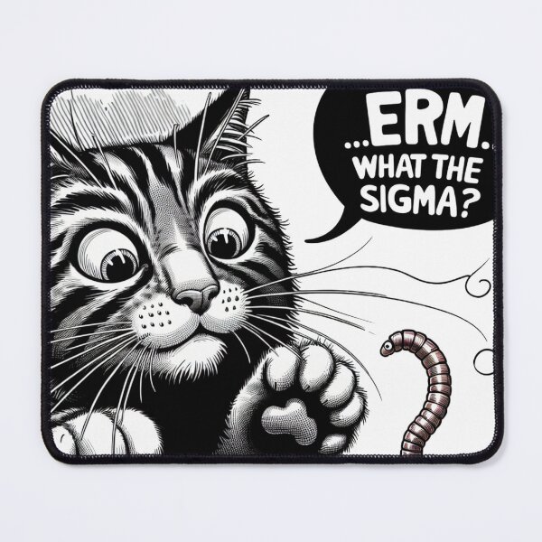 Item preview, Funny cat and worm "What The Sigma" sticker and more. designed and sold by CRandRRstickers.