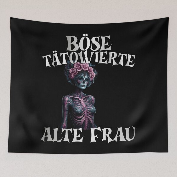 Item preview, Böse Tatowierte Alte Frau , Messy Bun Skull  designed and sold by Smix Pixels.