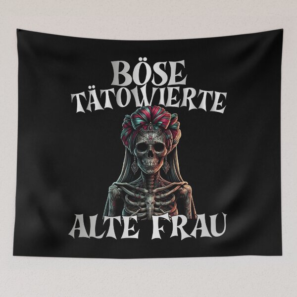 Item preview, Böse Tatowierte Alte Frau , Messy Bun Skull  designed and sold by Smix Pixels.