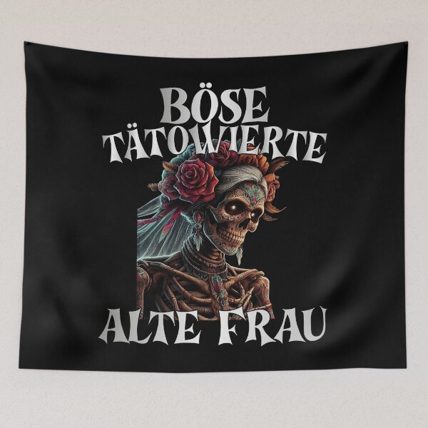 Item preview, Böse Tatowierte Alte Frau , Messy Bun Skull  designed and sold by Smix Pixels.