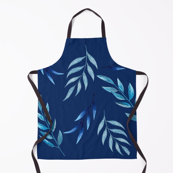Item preview, Blue Leaves Pattern on Blue Background designed and sold by WhiteSoftPetals.