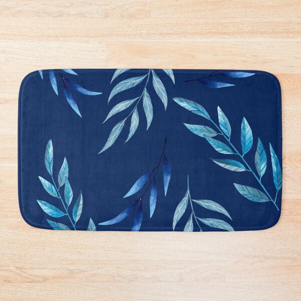 Item preview, Blue Leaves Pattern on Blue Background designed and sold by WhiteSoftPetals.