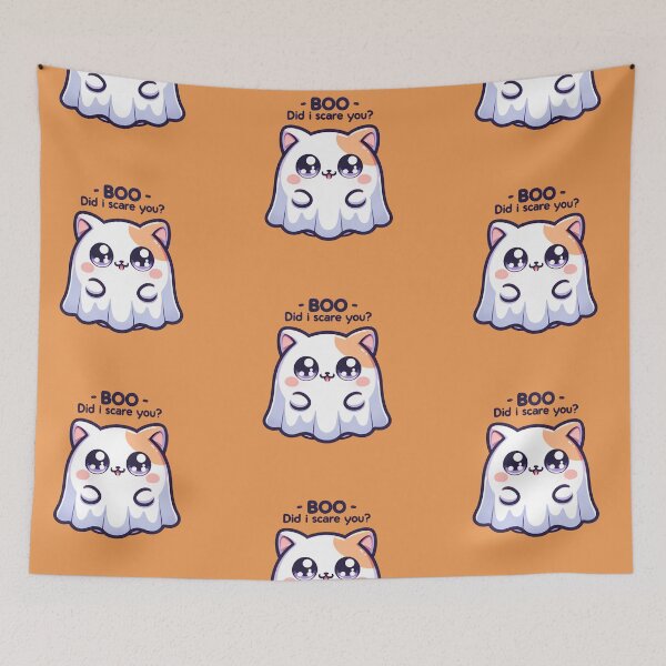 Item preview, Halloween Ghost Cat "BOO Did I Scare You? Sticker and more designed and sold by CRandRRstickers.