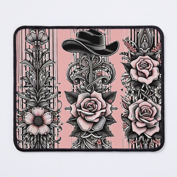 Artikelvorschau, Vintage-Western-Stoff mit Rosenranken und abgenutzten Nadelstreifen entworfen und verkauft von GardenReign.