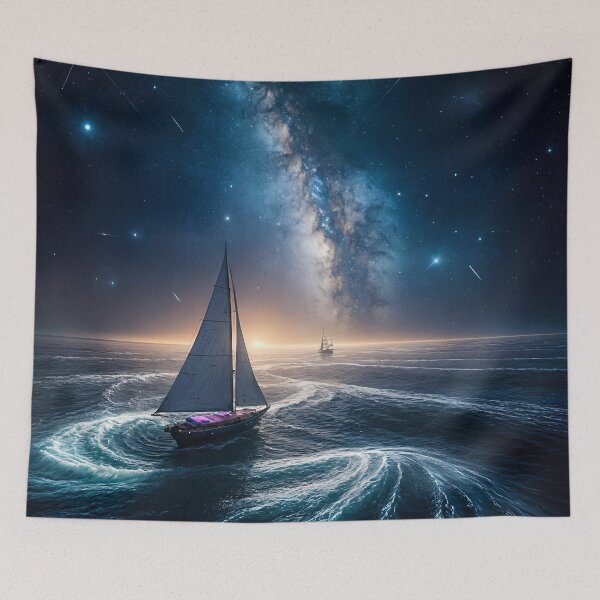 Item preview, Sailboat Sailing Through a Cosmic Ocean designed and sold by koreatvtea.
