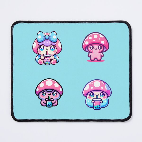 Item preview, Kawaii Colorful mushrooms drinking boba stickers and more designed and sold by CRandRRstickers.