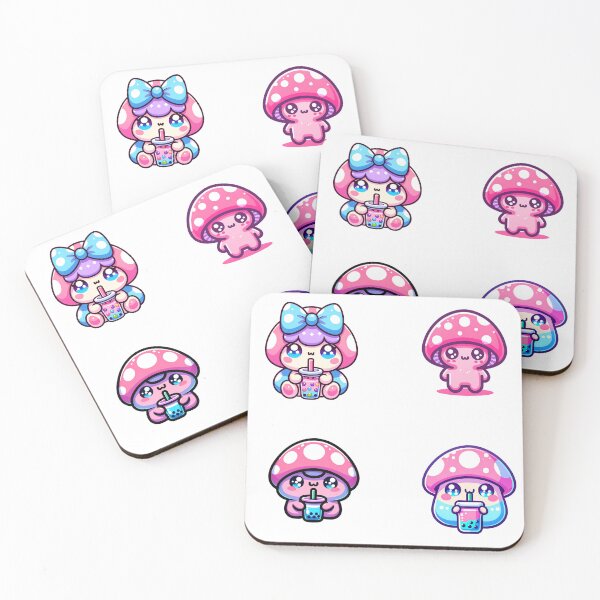 Item preview, Kawaii Colorful mushrooms drinking boba stickers and more designed and sold by CRandRRstickers.