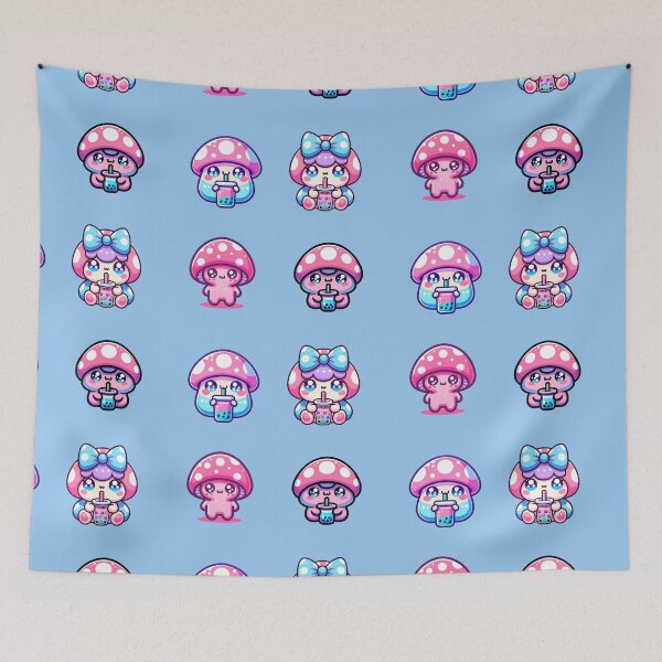 Item preview, Kawaii Colorful mushrooms drinking boba stickers and more designed and sold by CRandRRstickers.