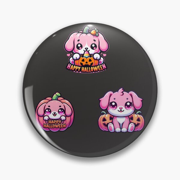 Item preview, Halloween Pink puppies and pumpkins stickers and more designed and sold by CRandRRstickers.