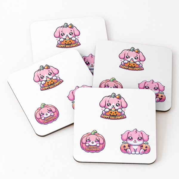 Item preview, Halloween Pink puppies and pumpkins stickers and more designed and sold by CRandRRstickers.