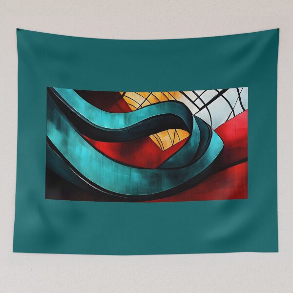 Item preview, Avant-Garde Urban Architecture Abstract Composition with Geometric Red Yellow White Shapes designed and sold by OlfactoART Studio.