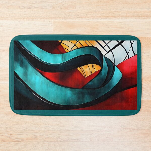 Item preview, Avant-Garde Urban Architecture Abstract Composition with Geometric Red Yellow White Shapes designed and sold by OlfactoART Studio.