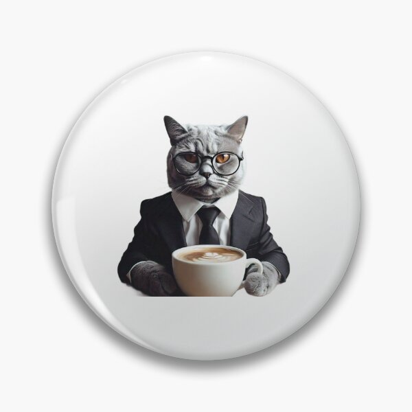 Item preview, Cat wearing suit and glasses and drinking coffee designed and sold by Roy Store.